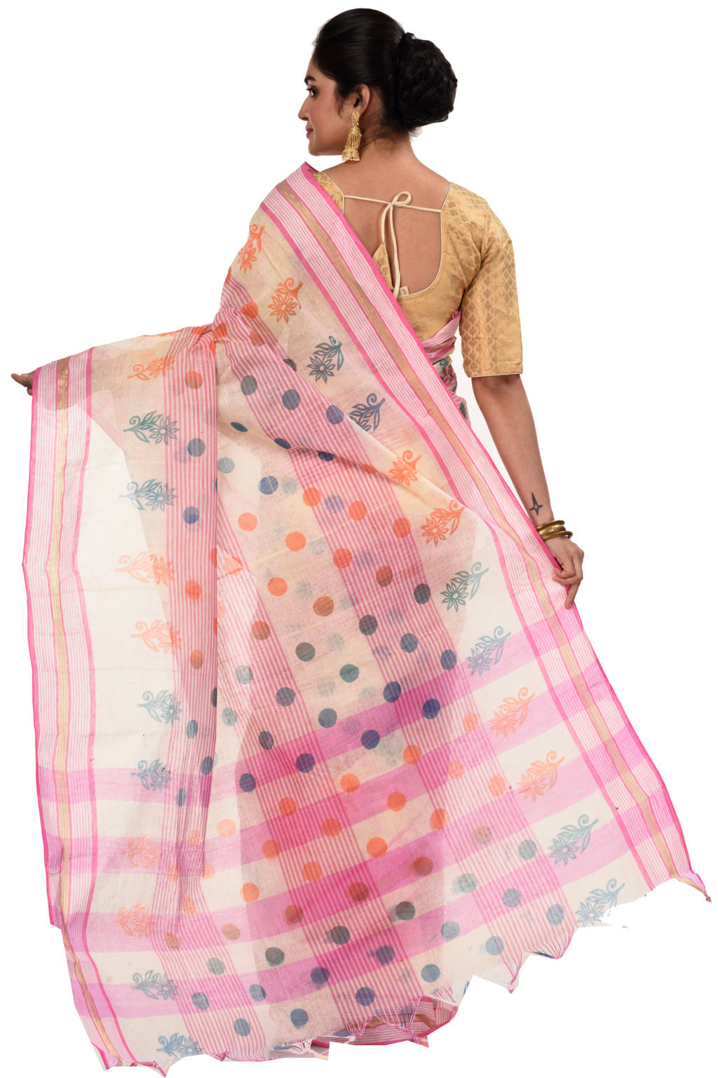 Pink Pure Cotton Matha Saree Tant Saree Print (5008)